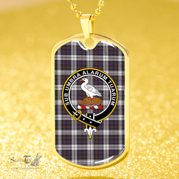 ScottishPlaid Lauder Dress Weathered Clan Tartan Dog Tag Necklace - Crest Classic Scottish Plaid Tartan Plaid