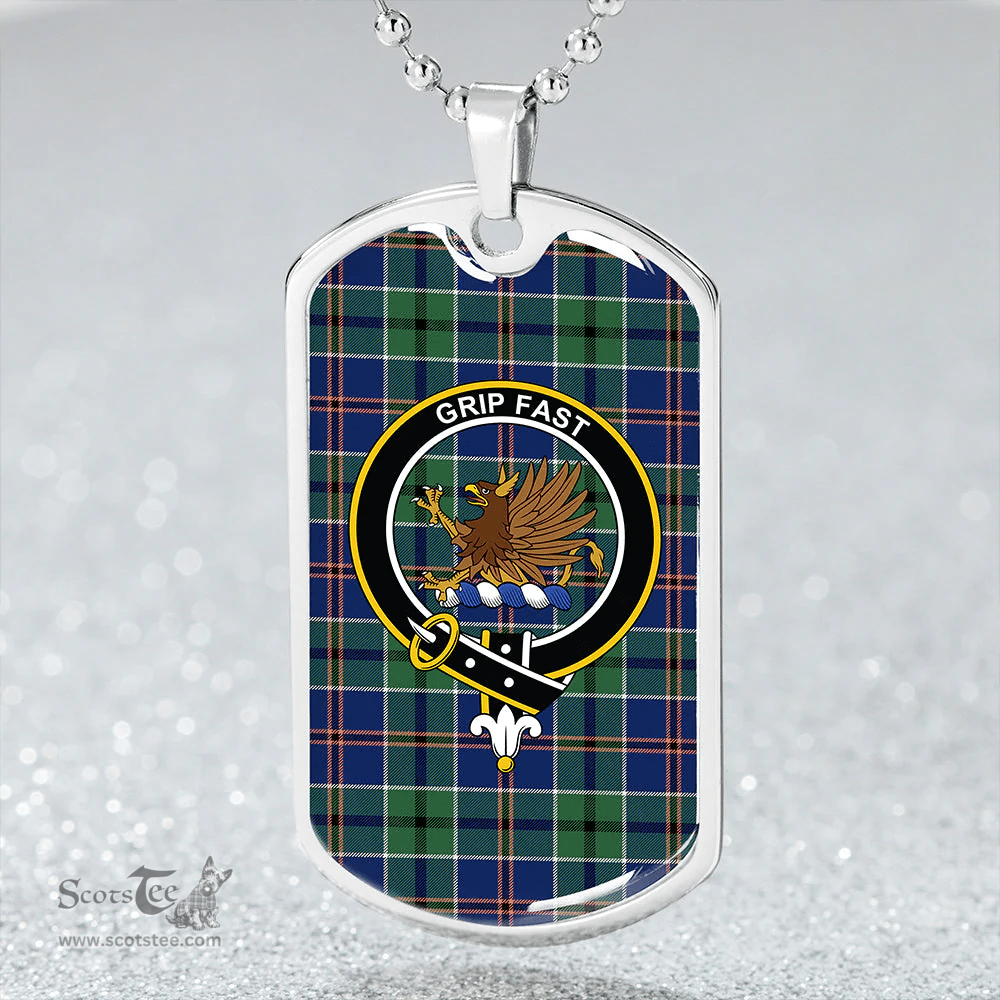 ScottishPlaid Leslie of the Hebrides Modern Clan Tartan Dog Tag Necklace - Crest Classic Scottish Plaid Tartan Plaid