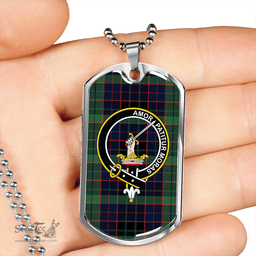 ScottishPlaid Lumsden Hunting (Lumsden Green) Modern Clan Tartan Dog Tag Necklace - Crest Classic Scottish Plaid Tartan Plaid