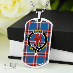 ScottishPlaid Laing of Archiestown (Lang of Archiestown) Ancient Clan Tartan Dog Tag Necklace - Crest Classic Scottish Plaid Tartan Plaid