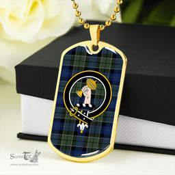 ScottishPlaid Lennie (Leny) Modern Clan Tartan Dog Tag Necklace - Crest Classic Scottish Plaid Tartan Plaid