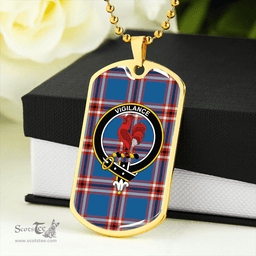 ScottishPlaid Laing of Archiestown (Lang of Archiestown) Ancient Clan Tartan Dog Tag Necklace - Crest Classic Scottish Plaid Tartan Plaid