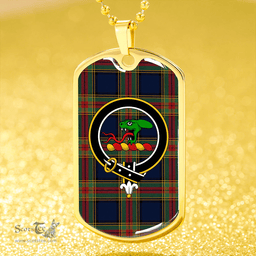 ScottishPlaid MacBeth #3 Modern Clan Tartan Dog Tag Necklace - Crest Classic Scottish Plaid Tartan Plaid