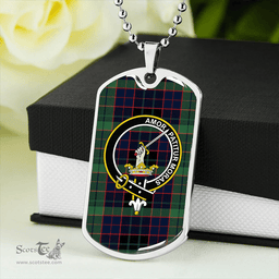 ScottishPlaid Lumsden Hunting (Lumsden Green) Modern Clan Tartan Dog Tag Necklace - Crest Classic Scottish Plaid Tartan Plaid