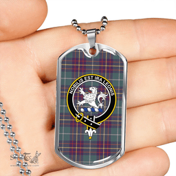 ScottishPlaid Inglis Weathered Clan Tartan Dog Tag Necklace - Crest Classic Scottish Plaid Tartan Plaid