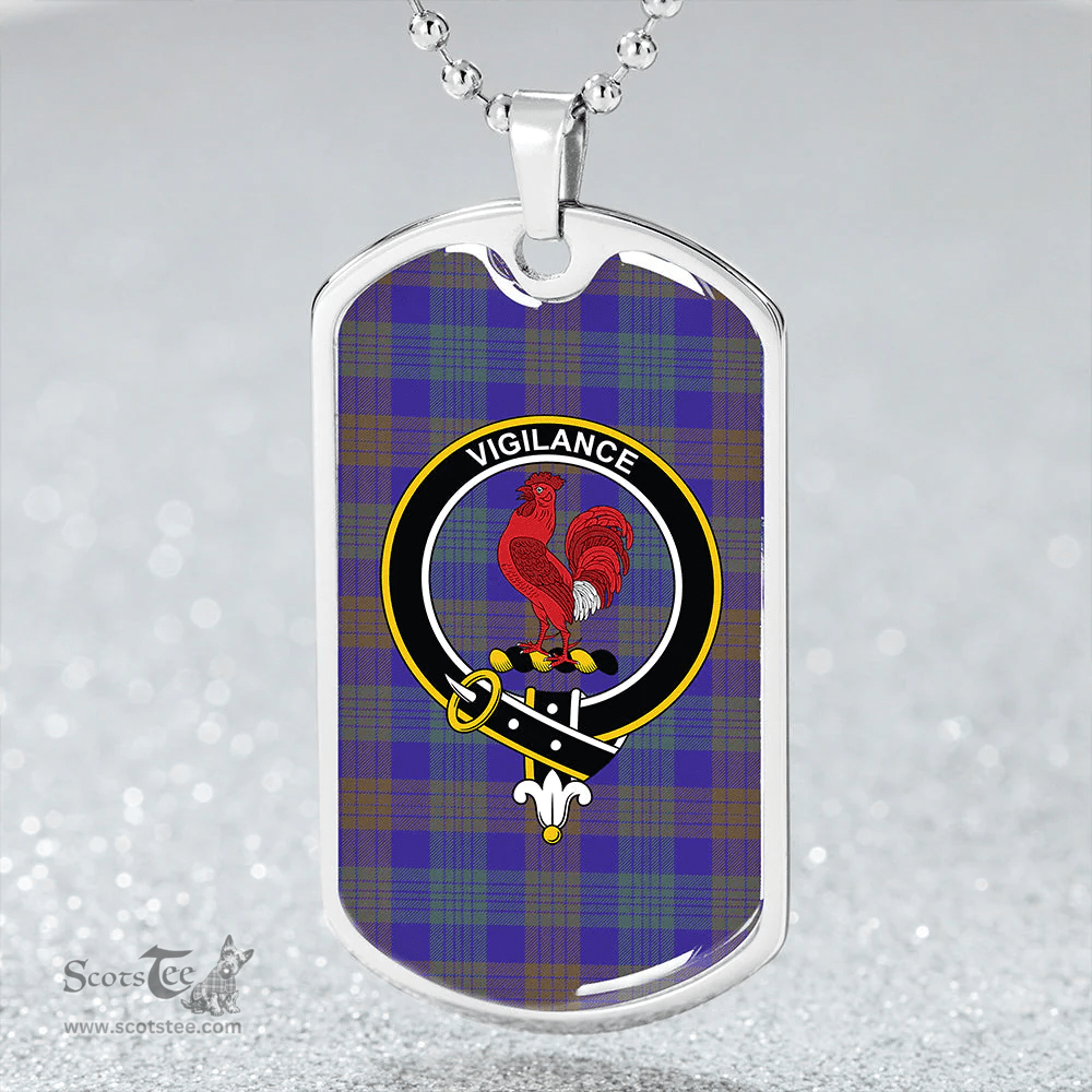 ScottishPlaid Lang (Laing) Weathered Clan Tartan Dog Tag Necklace - Crest Classic Scottish Plaid Tartan Plaid