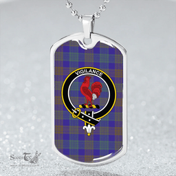 ScottishPlaid Lang (Laing) Weathered Clan Tartan Dog Tag Necklace - Crest Classic Scottish Plaid Tartan Plaid