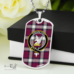 ScottishPlaid Lindsay Dress Dance Green Ancient Clan Tartan Dog Tag Necklace - Crest Classic Scottish Plaid Tartan Plaid
