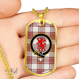 ScottishPlaid MacBrair Dress #2 Weathered Clan Tartan Dog Tag Necklace - Crest Classic Scottish Plaid Tartan Plaid