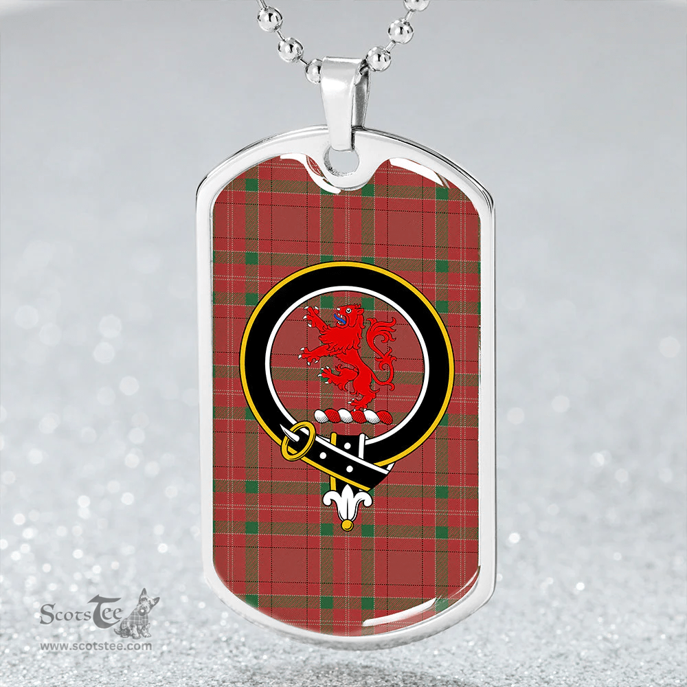 ScottishPlaid MacBrair #2 Ancient Clan Tartan Dog Tag Necklace - Crest Classic Scottish Plaid Tartan Plaid