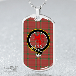 ScottishPlaid MacBrair #2 Ancient Clan Tartan Dog Tag Necklace - Crest Classic Scottish Plaid Tartan Plaid