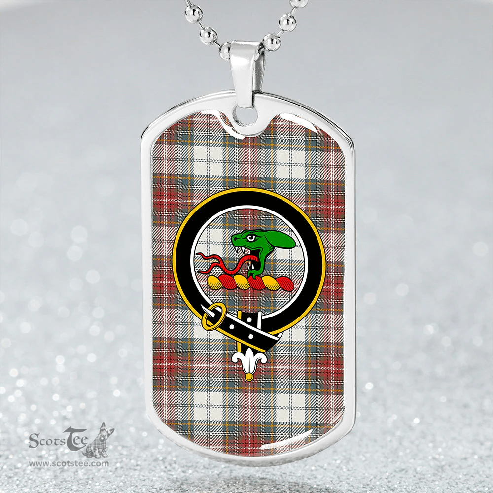 ScottishPlaid MacBeth Dress Weathered Clan Tartan Dog Tag Necklace - Crest Classic Scottish Plaid Tartan Plaid