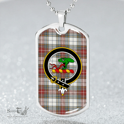ScottishPlaid MacBeth Dress Weathered Clan Tartan Dog Tag Necklace - Crest Classic Scottish Plaid Tartan Plaid