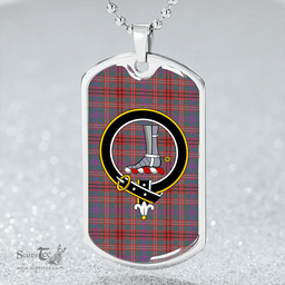 ScottishPlaid MacCall Weathered Clan Tartan Dog Tag Necklace - Crest Classic Scottish Plaid Tartan Plaid