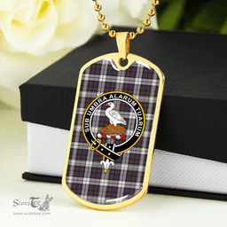 ScottishPlaid Lauder Dress Weathered Clan Tartan Dog Tag Necklace - Crest Classic Scottish Plaid Tartan Plaid