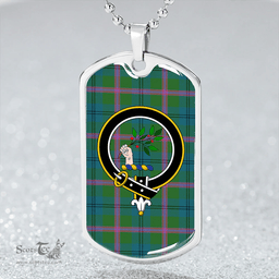 ScottishPlaid Laurie Ancient Clan Tartan Dog Tag Necklace - Crest Classic Scottish Plaid Tartan Plaid