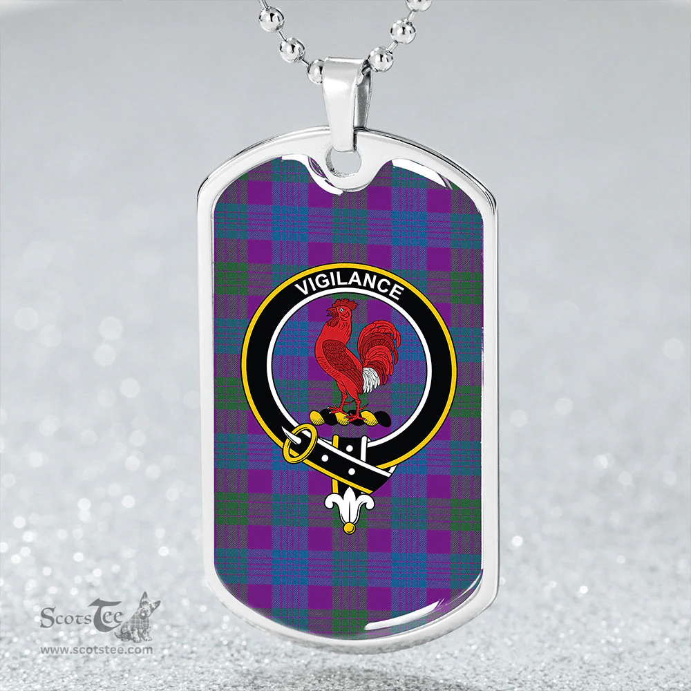 ScottishPlaid Lang (Laing) Modern Clan Tartan Dog Tag Necklace - Crest Classic Scottish Plaid Tartan Plaid