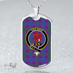ScottishPlaid Lang (Laing) Modern Clan Tartan Dog Tag Necklace - Crest Classic Scottish Plaid Tartan Plaid