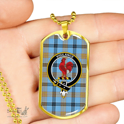 ScottishPlaid Laing (Lang) Ancient Clan Tartan Dog Tag Necklace - Crest Classic Scottish Plaid Tartan Plaid