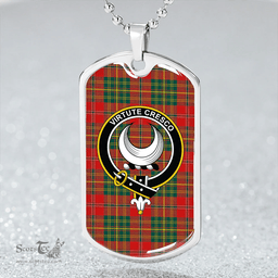 ScottishPlaid Leask Modern Clan Tartan Dog Tag Necklace - Crest Classic Scottish Plaid Tartan Plaid