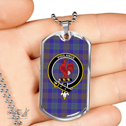 ScottishPlaid Lang (Laing) Weathered Clan Tartan Dog Tag Necklace - Crest Classic Scottish Plaid Tartan Plaid