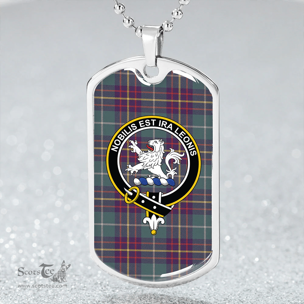 ScottishPlaid Inglis Weathered Clan Tartan Dog Tag Necklace - Crest Classic Scottish Plaid Tartan Plaid