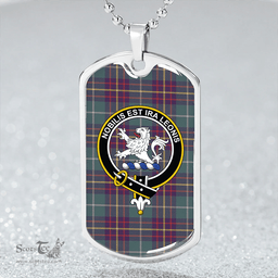 ScottishPlaid Inglis Weathered Clan Tartan Dog Tag Necklace - Crest Classic Scottish Plaid Tartan Plaid