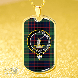 ScottishPlaid Lumsden Hunting (Lumsden Green) Modern Clan Tartan Dog Tag Necklace - Crest Classic Scottish Plaid Tartan Plaid