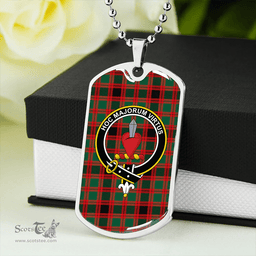 ScottishPlaid Logan #1 Modern Clan Tartan Dog Tag Necklace - Crest Classic Scottish Plaid Tartan Plaid