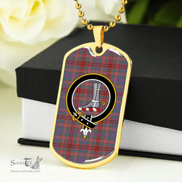 ScottishPlaid MacCall (MacColl) Weathered Clan Tartan Dog Tag Necklace - Crest Classic Scottish Plaid Tartan Plaid