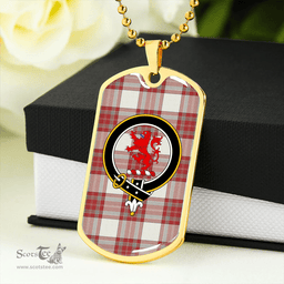 ScottishPlaid MacBrair Dress #2 Weathered Clan Tartan Dog Tag Necklace - Crest Classic Scottish Plaid Tartan Plaid