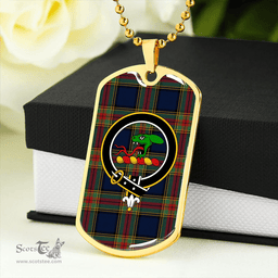 ScottishPlaid MacBeth #3 Modern Clan Tartan Dog Tag Necklace - Crest Classic Scottish Plaid Tartan Plaid
