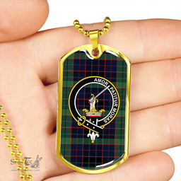 ScottishPlaid Lumsden Hunting (Lumsden Green) Modern Clan Tartan Dog Tag Necklace - Crest Classic Scottish Plaid Tartan Plaid