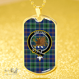 ScottishPlaid Leslie of the Hebrides Modern Clan Tartan Dog Tag Necklace - Crest Classic Scottish Plaid Tartan Plaid