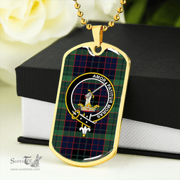 ScottishPlaid Lumsden Hunting (Lumsden Green) Modern Clan Tartan Dog Tag Necklace - Crest Classic Scottish Plaid Tartan Plaid