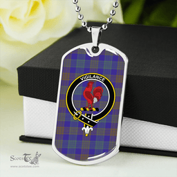 ScottishPlaid Lang (Laing) Weathered Clan Tartan Dog Tag Necklace - Crest Classic Scottish Plaid Tartan Plaid