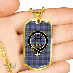 ScottishPlaid Leith District Weathered Clan Tartan Dog Tag Necklace - Crest Classic Scottish Plaid Tartan Plaid