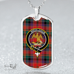 ScottishPlaid Leith (Hay #4) Modern Clan Tartan Dog Tag Necklace - Crest Classic Scottish Plaid Tartan Plaid