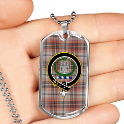 ScottishPlaid Innes Red Modern Clan Tartan Dog Tag Necklace - Crest Classic Scottish Plaid Tartan Plaid