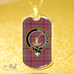 ScottishPlaid Lumsden Waistcoat Weathered Clan Tartan Dog Tag Necklace - Crest Classic Scottish Plaid Tartan Plaid