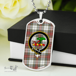ScottishPlaid MacBeth Dress Weathered Clan Tartan Dog Tag Necklace - Crest Classic Scottish Plaid Tartan Plaid