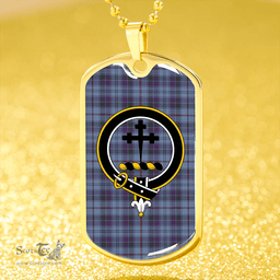 ScottishPlaid Leith District Weathered Clan Tartan Dog Tag Necklace - Crest Classic Scottish Plaid Tartan Plaid