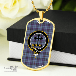 ScottishPlaid Leith District Weathered Clan Tartan Dog Tag Necklace - Crest Classic Scottish Plaid Tartan Plaid