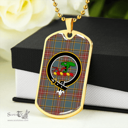 ScottishPlaid MacBeth # 2 Weathered Clan Tartan Dog Tag Necklace - Crest Classic Scottish Plaid Tartan Plaid