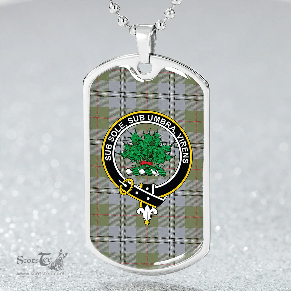 ScottishPlaid Irvine of Glentulchan Weathered Clan Tartan Dog Tag Necklace - Crest Classic Scottish Plaid Tartan Plaid