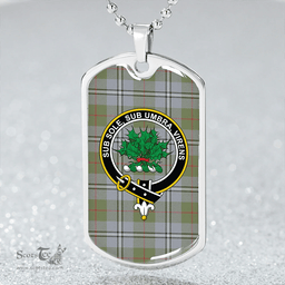 ScottishPlaid Irvine of Glentulchan Weathered Clan Tartan Dog Tag Necklace - Crest Classic Scottish Plaid Tartan Plaid