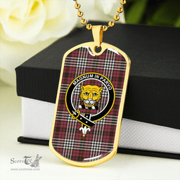 ScottishPlaid Little of Morton Rigg Weathered Clan Tartan Dog Tag Necklace - Crest Classic Scottish Plaid Tartan Plaid