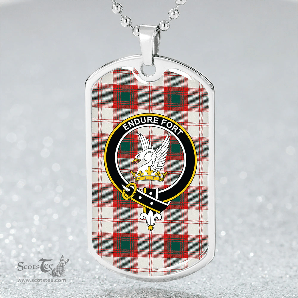 ScottishPlaid Lindsay Dress Dance Red Weathered Clan Tartan Dog Tag Necklace - Crest Classic Scottish Plaid Tartan Plaid