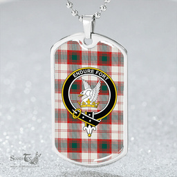 ScottishPlaid Lindsay Dress Dance Red Weathered Clan Tartan Dog Tag Necklace - Crest Classic Scottish Plaid Tartan Plaid