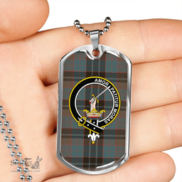 ScottishPlaid Lumsden Hunting (Lumsden Green) Weathered Clan Tartan Dog Tag Necklace - Crest Classic Scottish Plaid Tartan Plaid